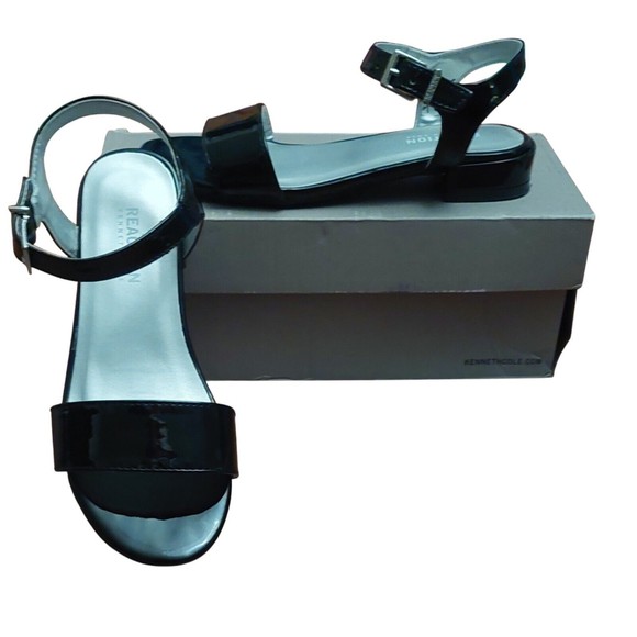 Kenneth Cole Reaction Girls Patent Leather Sandals Sz 1 Open Toe Bella Raine - Picture 1 of 8